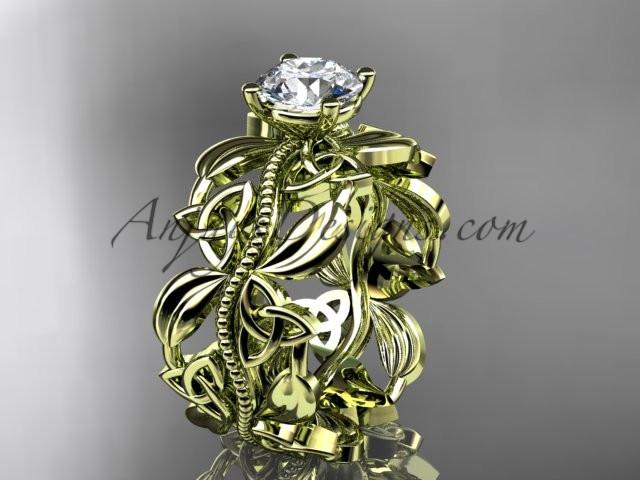 14kt yellow gold celtic trinity knot wedding ring, engagement ring CT7188 - AnjaysDesigns