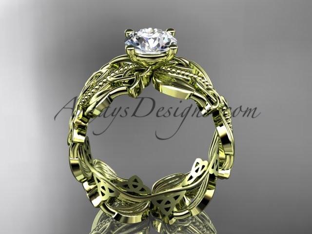 14kt yellow gold celtic trinity knot wedding ring, engagement ring CT7188 - AnjaysDesigns