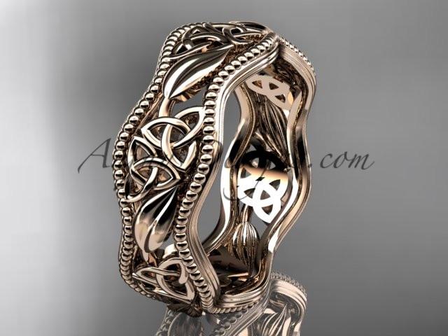14kt rose gold celtic trinity knot wedding band, engagement ring CT7190G - AnjaysDesigns
