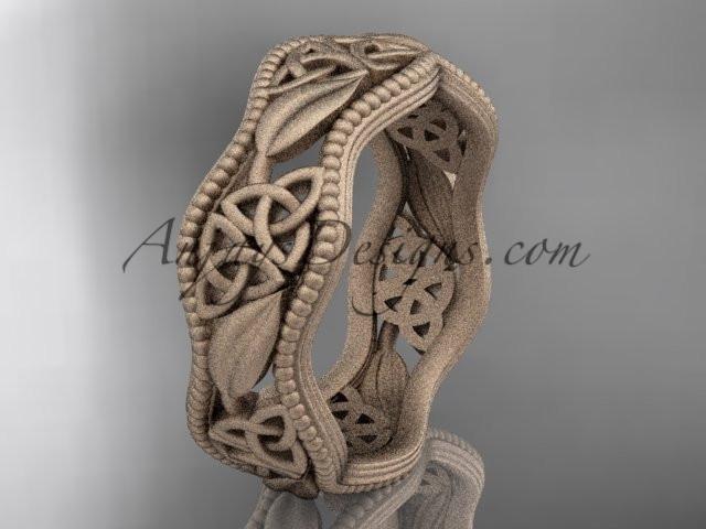 14kt rose gold celtic trinity knot wedding band, matte finish wedding band, engagement ring CT7190G - AnjaysDesigns