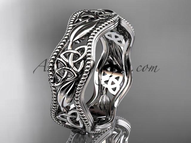 14kt white gold celtic trinity knot wedding band, engagement ring CT7190G - AnjaysDesigns