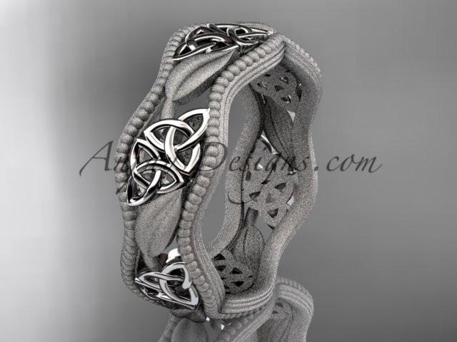 14kt white gold celtic trinity knot wedding band, engagement ring CT7190GM - AnjaysDesigns
