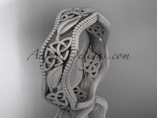 platinum celtic trinity knot wedding band, matte finish wedding band, engagement ring CT7190G - AnjaysDesigns