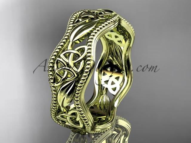 14kt yellow gold celtic trinity knot wedding band, engagement ring CT7190G - AnjaysDesigns