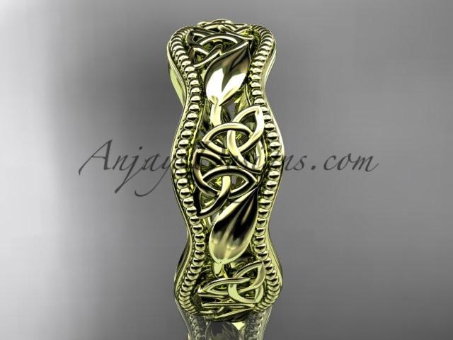 14kt yellow gold celtic trinity knot wedding band, engagement ring CT7190G - AnjaysDesigns