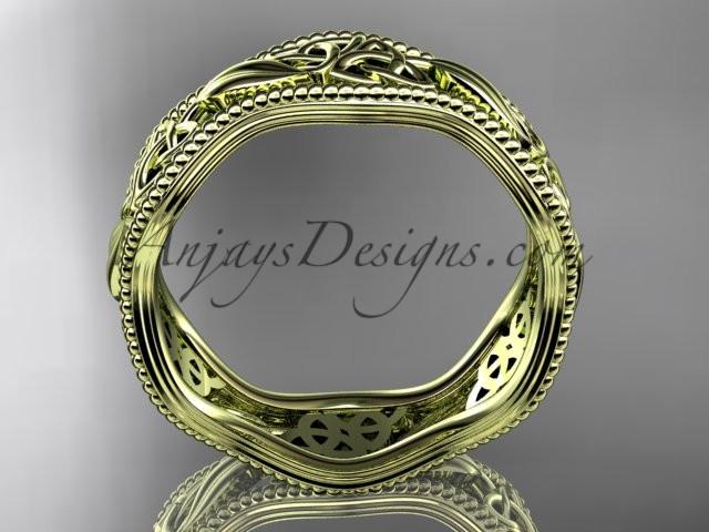 14kt yellow gold celtic trinity knot wedding band, engagement ring CT7190G - AnjaysDesigns