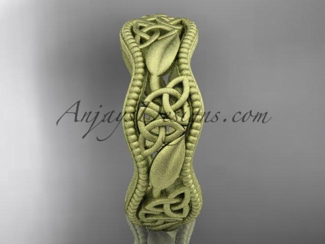 14kt yellow gold celtic trinity knot wedding band, matte finish wedding band, engagement ring CT7190G - AnjaysDesigns