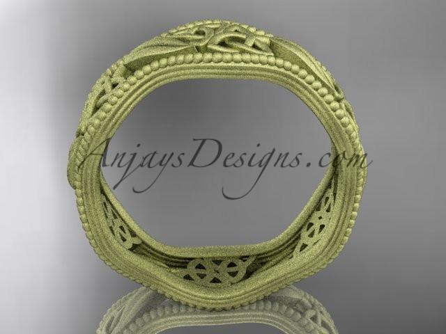 14kt yellow gold celtic trinity knot wedding band, matte finish wedding band, engagement ring CT7190G - AnjaysDesigns