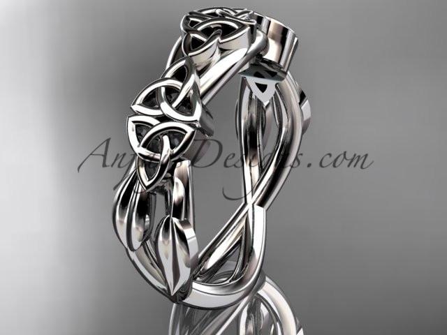14kt white gold celtic trinity knot wedding band, engagement ring CT7204G - AnjaysDesigns