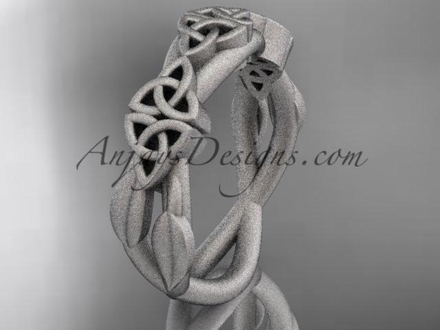 platinum celtic trinity knot wedding band, matte finish wedding band, engagement ring CT7204G - AnjaysDesigns