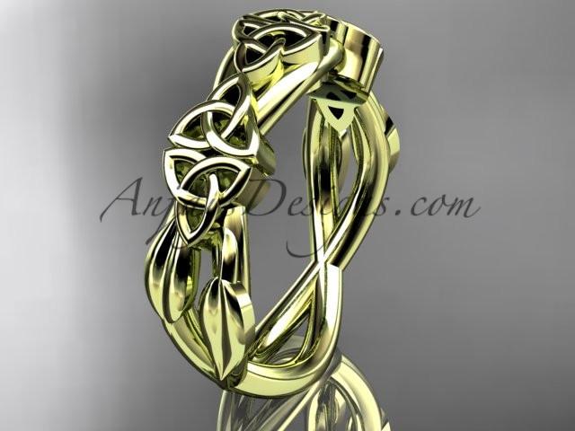14kt yellow gold celtic trinity knot wedding band, engagement ring CT7204G - AnjaysDesigns