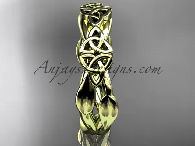 14kt yellow gold celtic trinity knot wedding band, engagement ring CT7204G - AnjaysDesigns