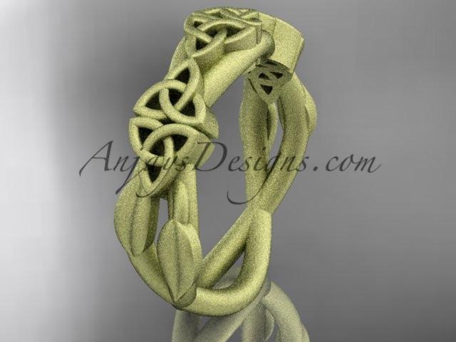14kt yellow gold celtic trinity knot wedding band, matte finish wedding band, engagement ring CT7204G - AnjaysDesigns
