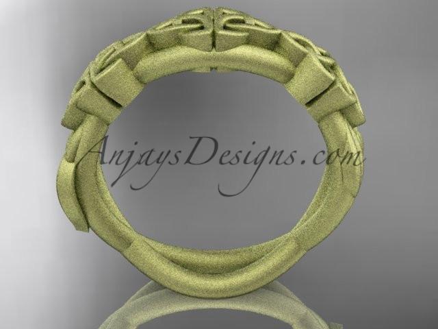 14kt yellow gold celtic trinity knot wedding band, matte finish wedding band, engagement ring CT7204G - AnjaysDesigns