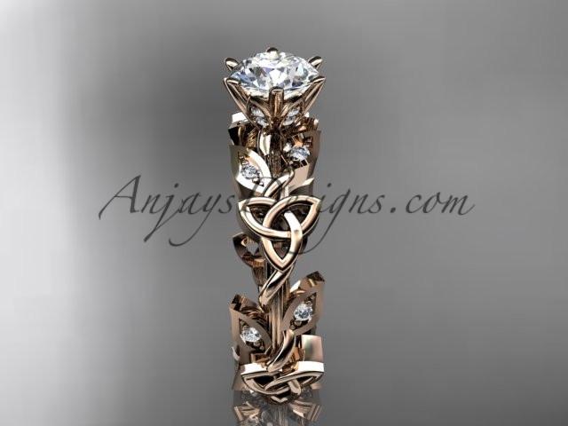 14kt rose gold diamond celtic trinity knot wedding ring, engagement ring CT7209 - AnjaysDesigns