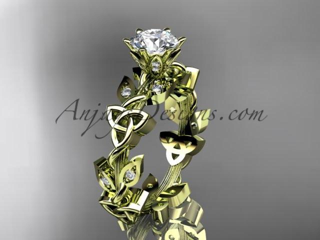 14kt yellow gold diamond celtic trinity knot wedding ring, engagement ring CT7209 - AnjaysDesigns