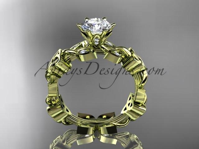 14kt yellow gold diamond celtic trinity knot wedding ring, engagement ring CT7209 - AnjaysDesigns