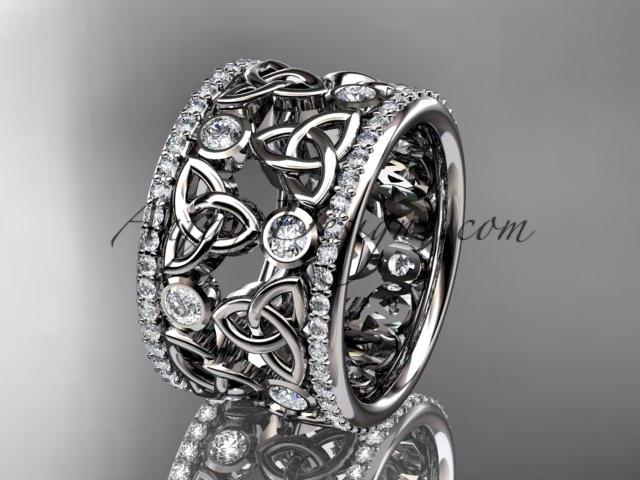 platinum diamond celtic trinity knot wedding band, bridal ring CT7232B - AnjaysDesigns