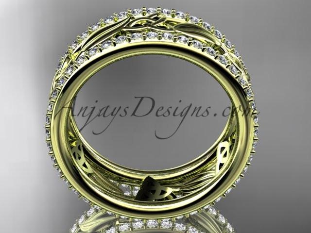 14kt yellow gold celtic trinity knot wedding band, diamond wedding band, engagement ring CT7233B - AnjaysDesigns