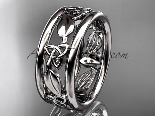 14kt white gold celtic trinity knot wedding band, engagement ring CT7233G - AnjaysDesigns