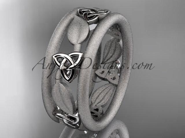 14kt white gold celtic trinity knot wedding band, engagement ring CT7233GM - AnjaysDesigns