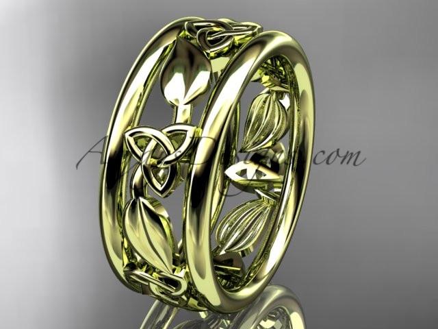 14kt yellow gold celtic trinity knot wedding band, engagement ring CT7233G - AnjaysDesigns