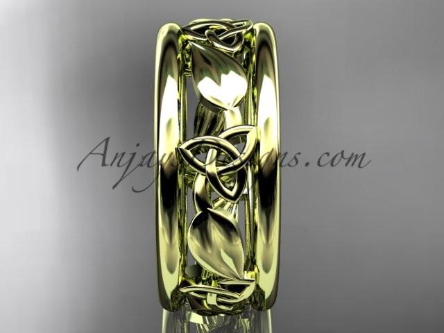 14kt yellow gold celtic trinity knot wedding band, engagement ring CT7233G - AnjaysDesigns