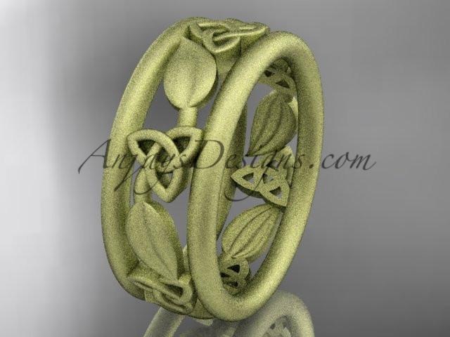 14kt yellow gold celtic trinity knot wedding band, matte finish wedding band, engagement ring CT7233G - AnjaysDesigns