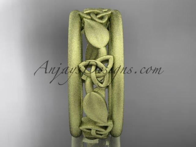 14kt yellow gold celtic trinity knot wedding band, matte finish wedding band, engagement ring CT7233G - AnjaysDesigns