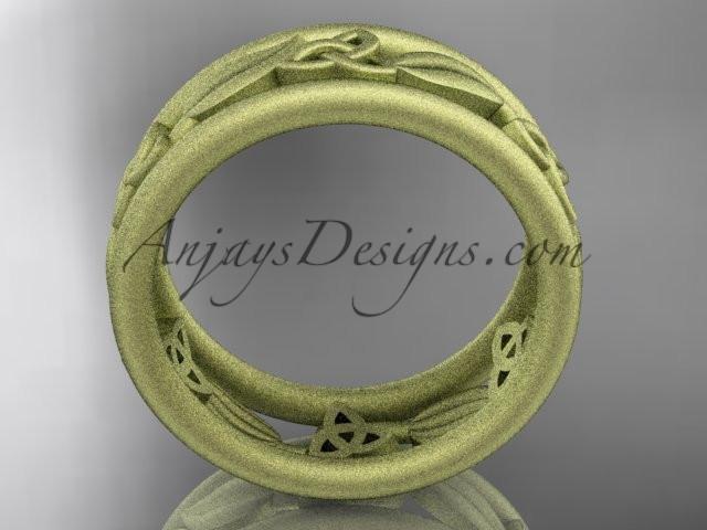 14kt yellow gold celtic trinity knot wedding band, matte finish wedding band, engagement ring CT7233G - AnjaysDesigns