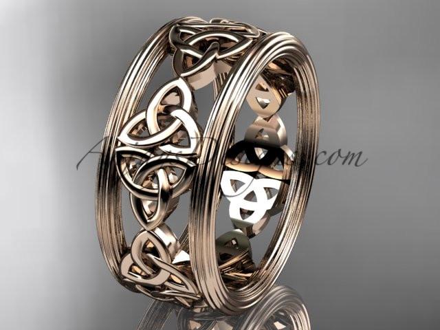 14kt rose gold celtic trinity knot wedding band, engagement ring CT7236G - AnjaysDesigns