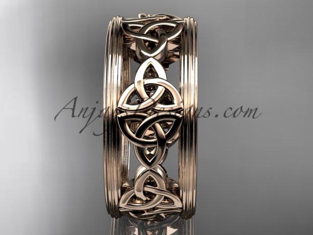 14kt rose gold celtic trinity knot wedding band, engagement ring CT7236G - AnjaysDesigns