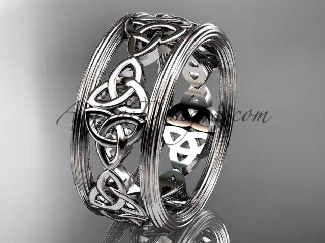 14kt white gold celtic trinity knot wedding band, engagement ring CT7236G - AnjaysDesigns