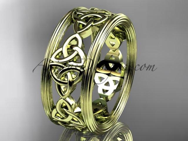 14kt yellow gold celtic trinity knot wedding band, engagement ring CT7236G - AnjaysDesigns