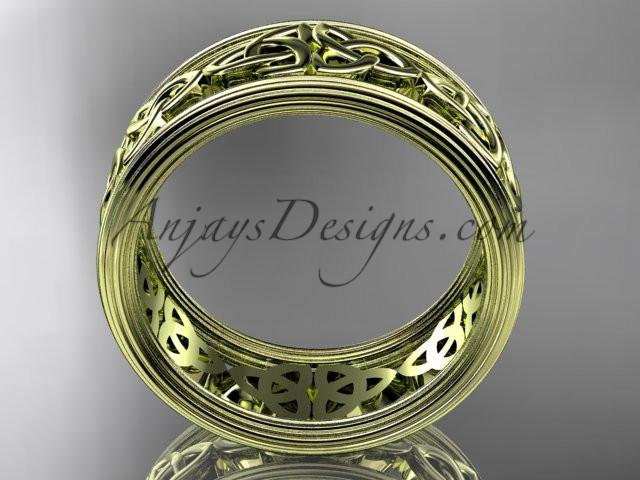 14kt yellow gold celtic trinity knot wedding band, engagement ring CT7236G - AnjaysDesigns