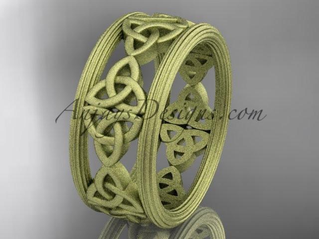 14kt yellow gold celtic trinity knot wedding band, matte finish wedding band, engagement ring CT7236G - AnjaysDesigns