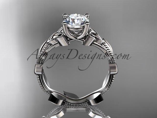 14kt white gold celtic trinity knot wedding ring, engagement ring CT7238 - AnjaysDesigns