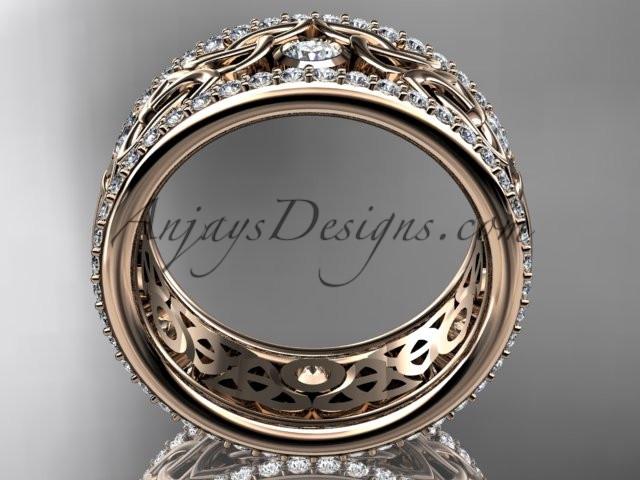 14kt rose gold celtic trinity knot wedding band, diamond wedding band, engagement ring CT7239B - AnjaysDesigns
