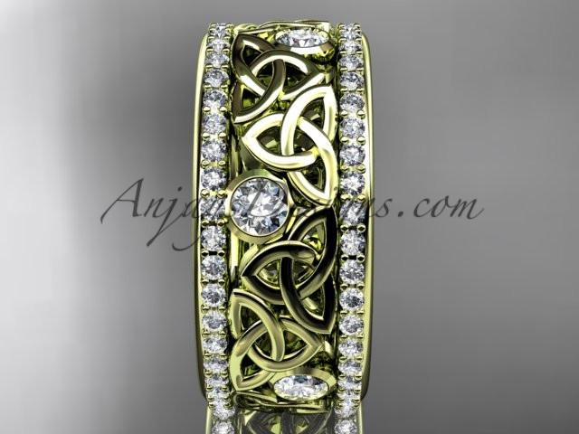 14kt yellow gold celtic trinity knot wedding band, diamond wedding band, engagement ring CT7239B - AnjaysDesigns