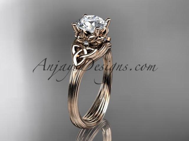 14kt rose gold diamond celtic trinity knot wedding ring, engagement ring CT7240 - AnjaysDesigns