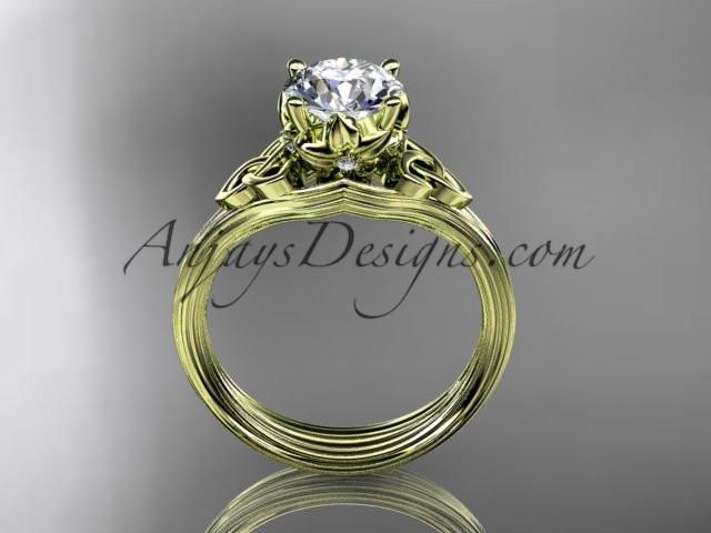 14kt yellow gold diamond celtic trinity knot wedding ring, engagement ring CT7240 - AnjaysDesigns