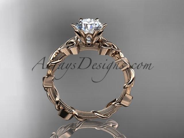 14kt rose gold diamond celtic trinity knot wedding ring, engagement ring with a "Forever One" Moissanite center stone CT7248 - AnjaysDesigns