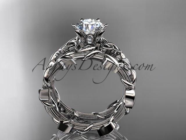 14kt white gold diamond celtic trinity knot wedding ring, engagement set CT7248S - AnjaysDesigns