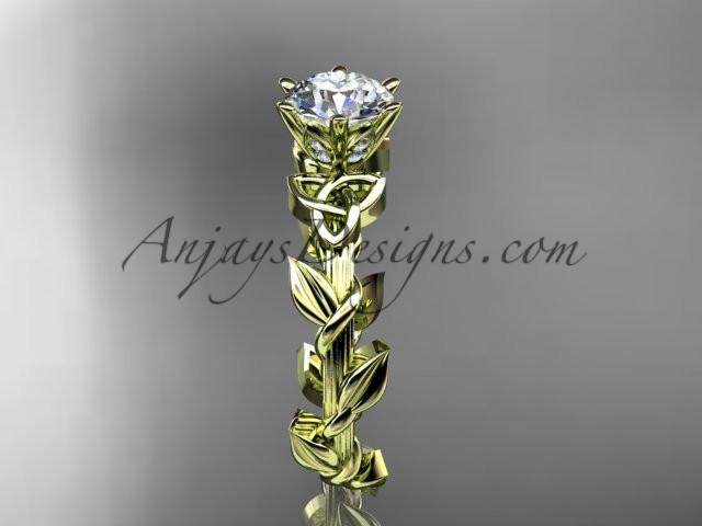 14kt yellow gold diamond celtic trinity knot wedding ring, engagement ring CT7248 - AnjaysDesigns