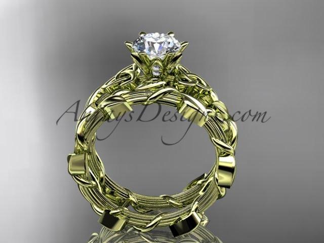 14kt yellow gold diamond celtic trinity knot wedding ring, engagement set CT7248S - AnjaysDesigns