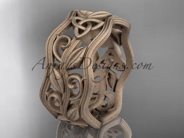 14kt rose gold celtic trinity knot wedding band, matte finish wedding band, engagement ring CT7263G - AnjaysDesigns