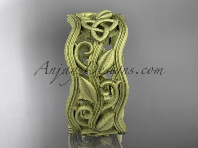 14kt yellow gold celtic trinity knot wedding band, matte finish wedding band, engagement ring CT7263G - AnjaysDesigns