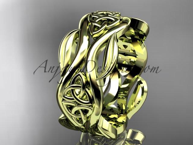 14kt yellow gold celtic trinity knot wedding band, engagement ring CT7264G - AnjaysDesigns