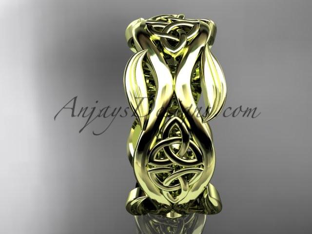 14kt yellow gold celtic trinity knot wedding band, engagement ring CT7264G - AnjaysDesigns