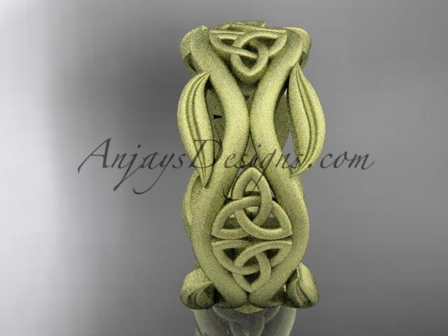 14kt yellow gold celtic trinity knot wedding band, matte finish wedding band, engagement ring CT7264G - AnjaysDesigns